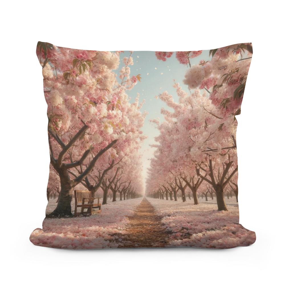 Cherry Blossom Orchard Cotton Cushion