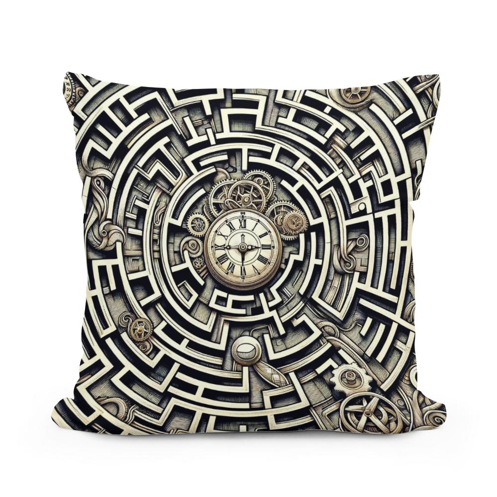Temporal Labyrinth Elegance Cotton Cushion