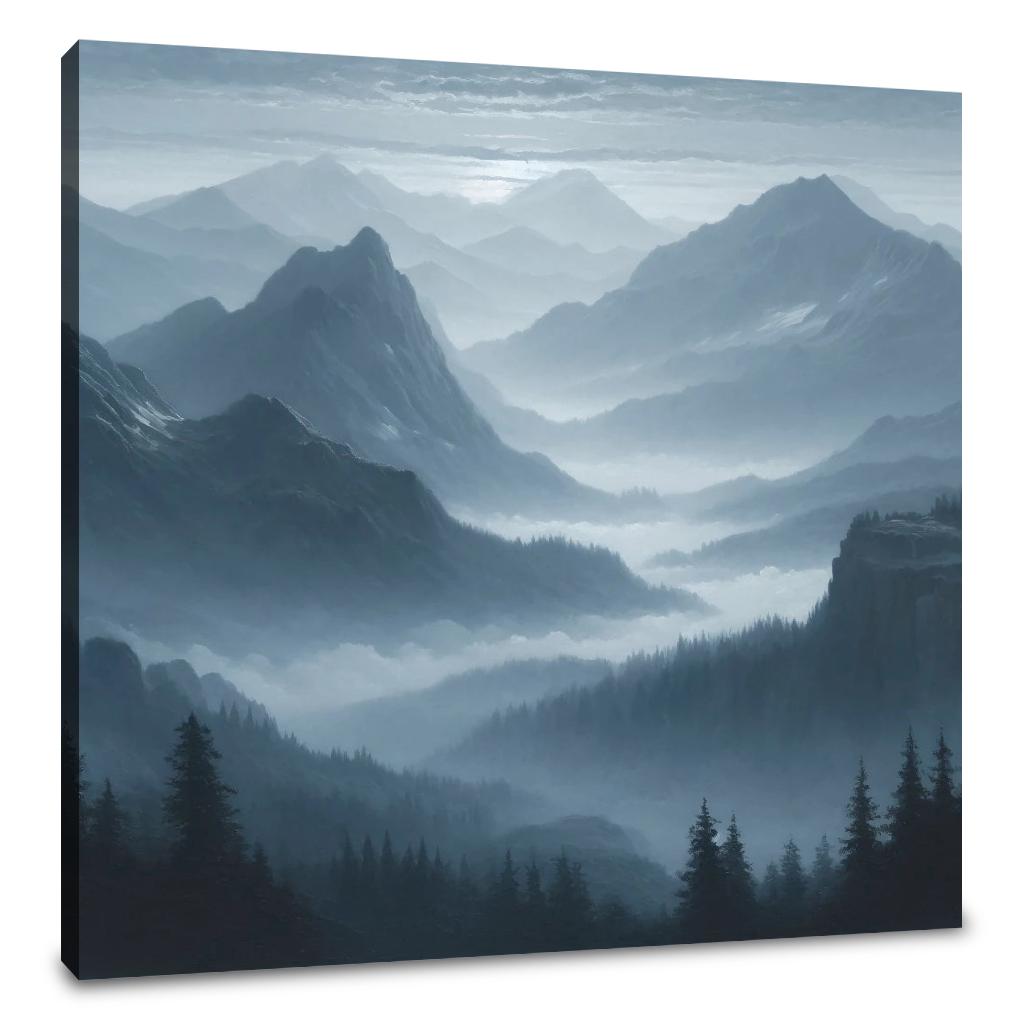 Dawn Mist Mountains Canvas