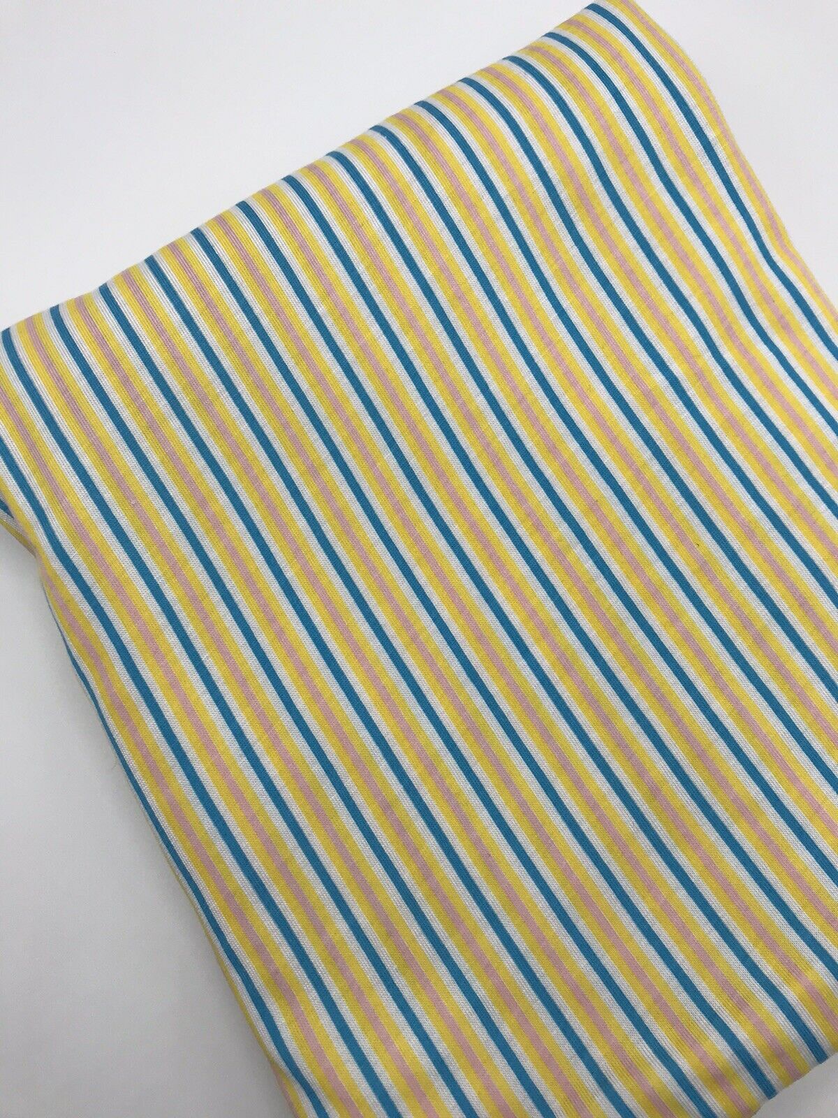 Yellow, Blue & Pink Vertical Stripe Print Viscose Elastane Fabric