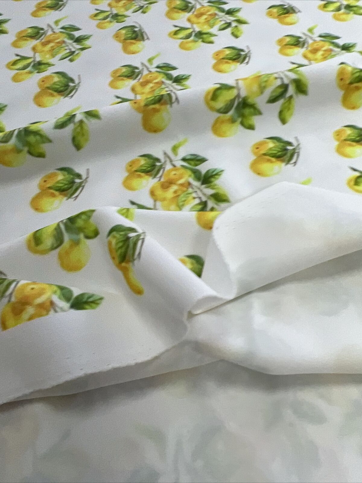 Yellow Fruit Printed Scuba Crepe Jersey Fabric 4 Way Stretch