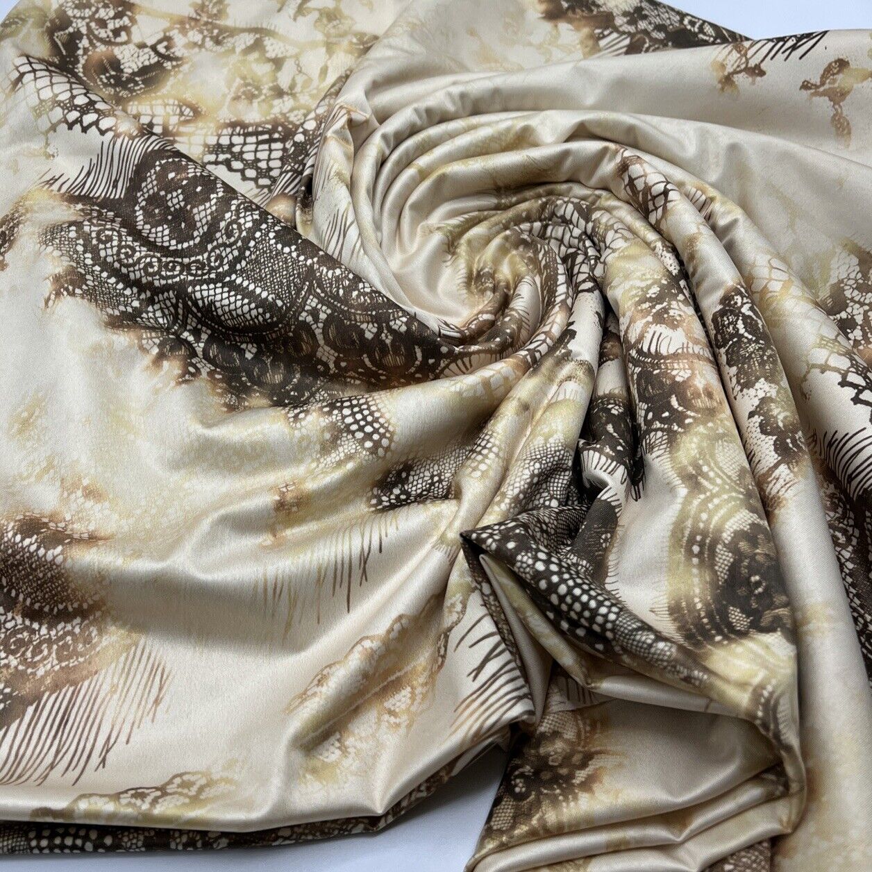 Yellow Gold Print Soft Touch Stretch Fabric