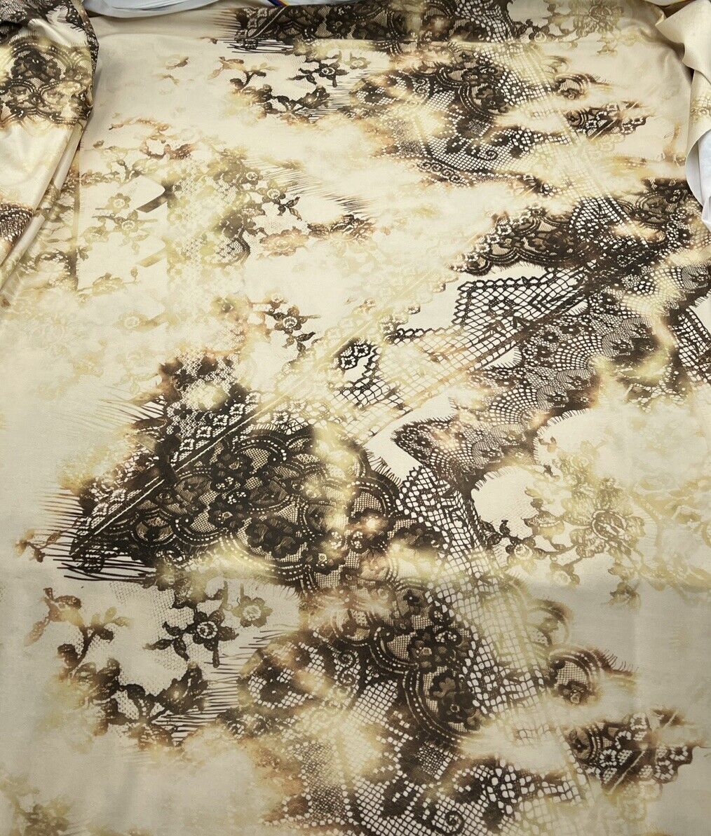 Yellow Gold Print Soft Touch Stretch Fabric