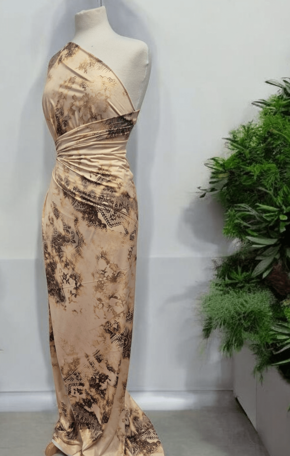 Yellow Gold Print Soft Touch Stretch Fabric