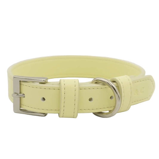 Yellow Leather Dog Collar