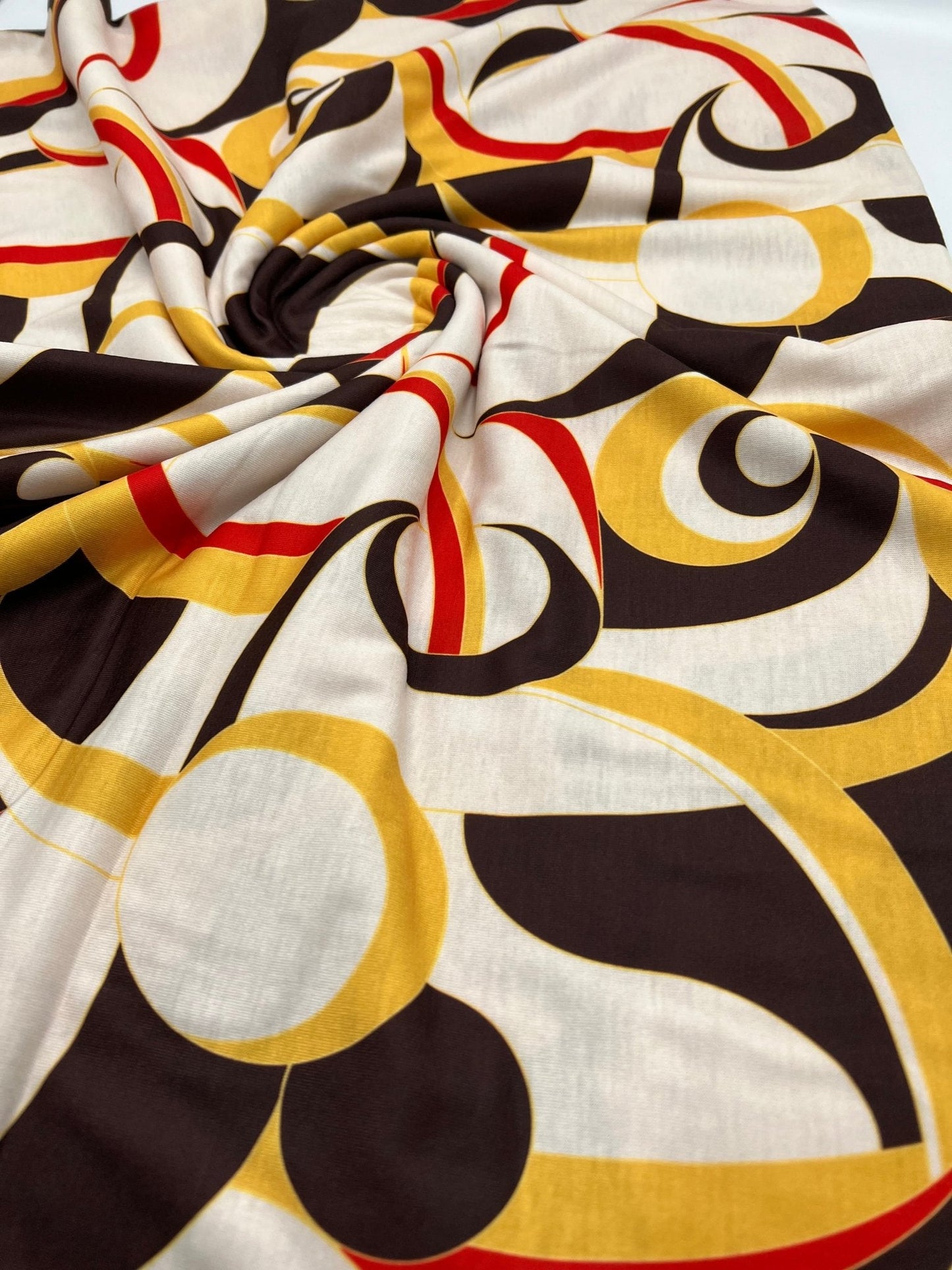 Yellow Mix Print Spun Poly Stretch Fabric