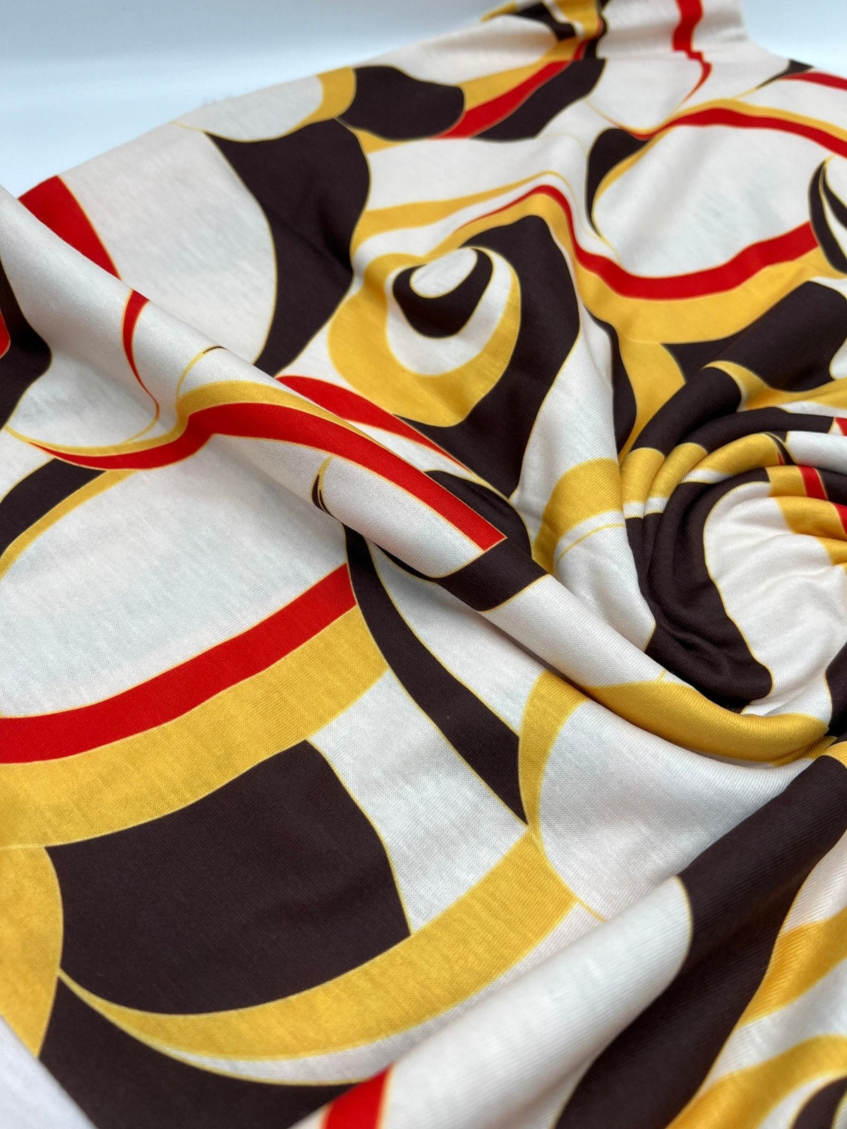 Yellow Mix Print Spun Poly Stretch Fabric