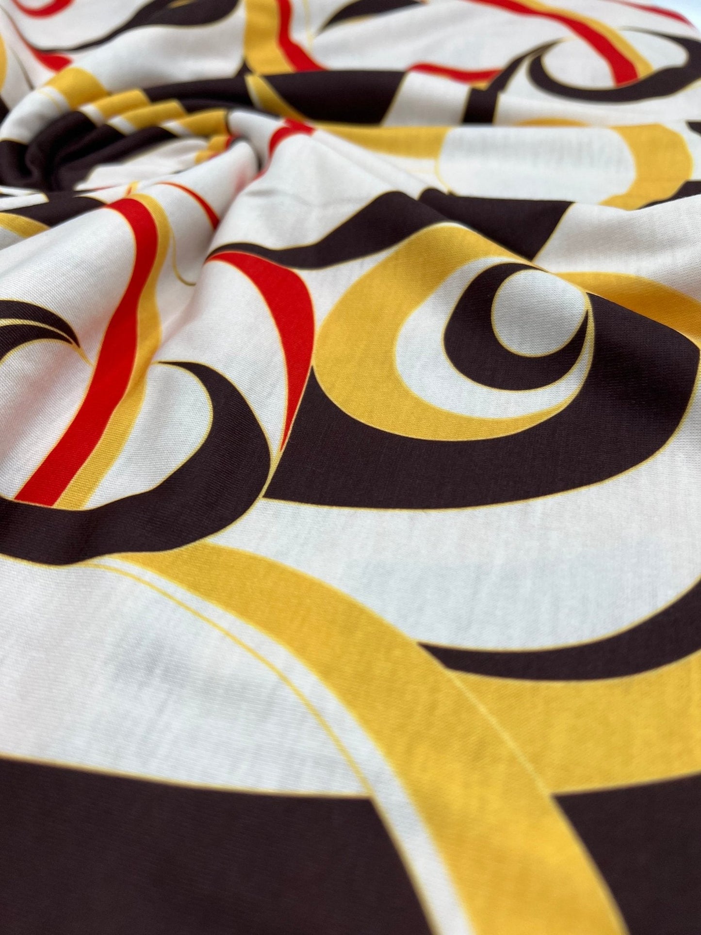 Yellow Mix Print Spun Poly Stretch Fabric