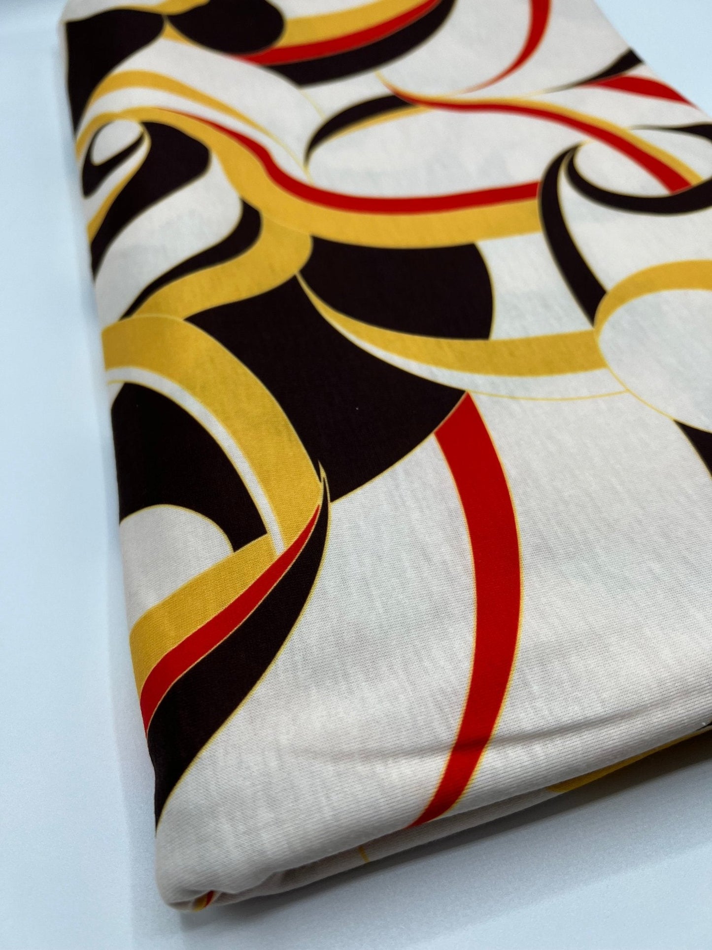 Yellow Mix Print Spun Poly Stretch Fabric