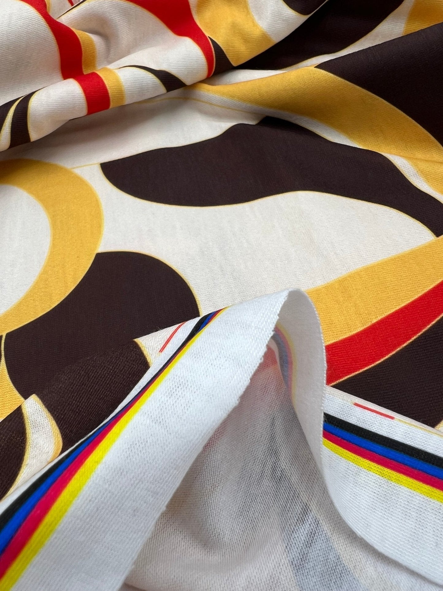 Yellow Mix Print Spun Poly Stretch Fabric