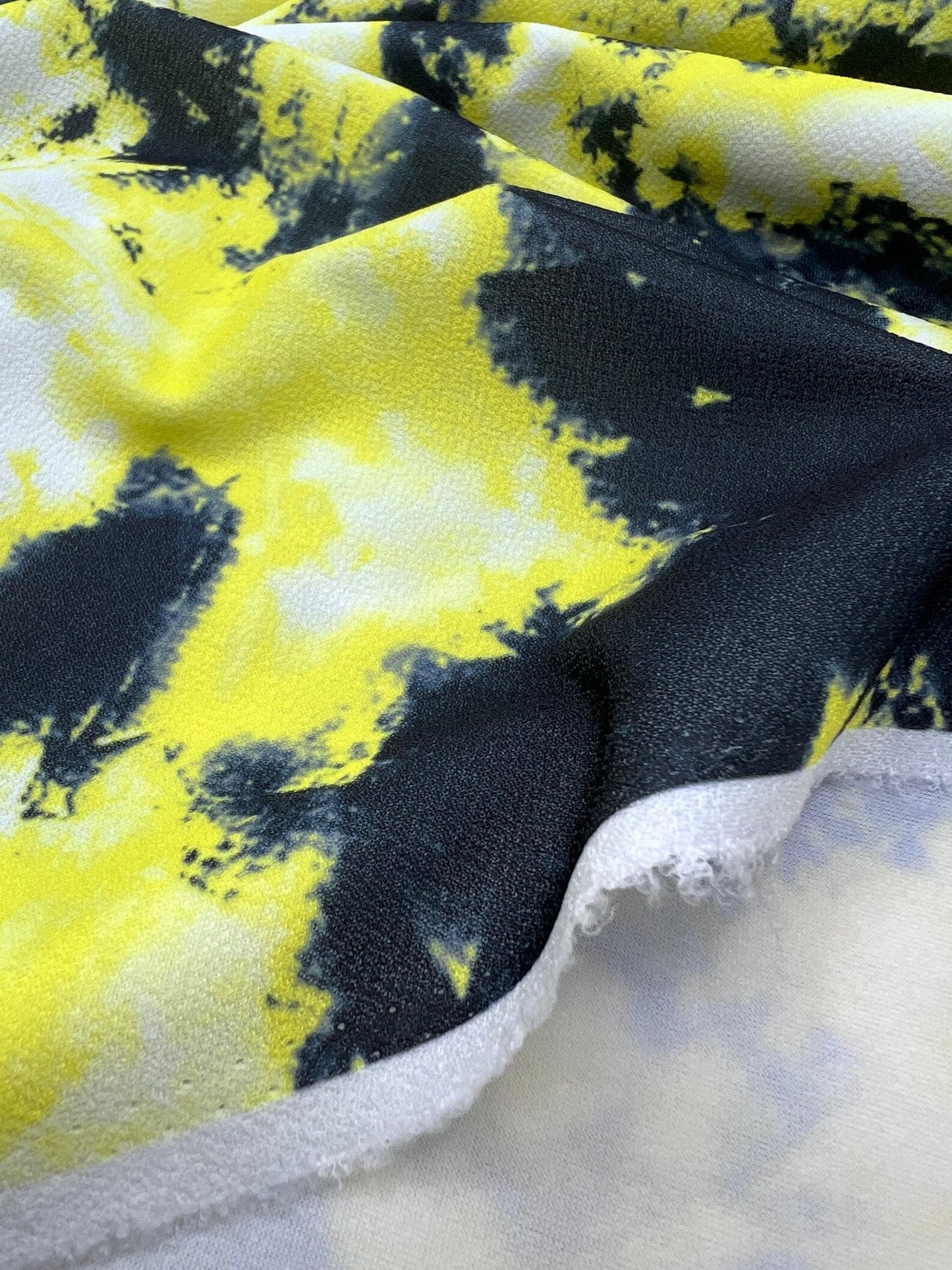 Yellow Mix Printed Lightweight Jersey Crepe Fabric 4 Way Stretch