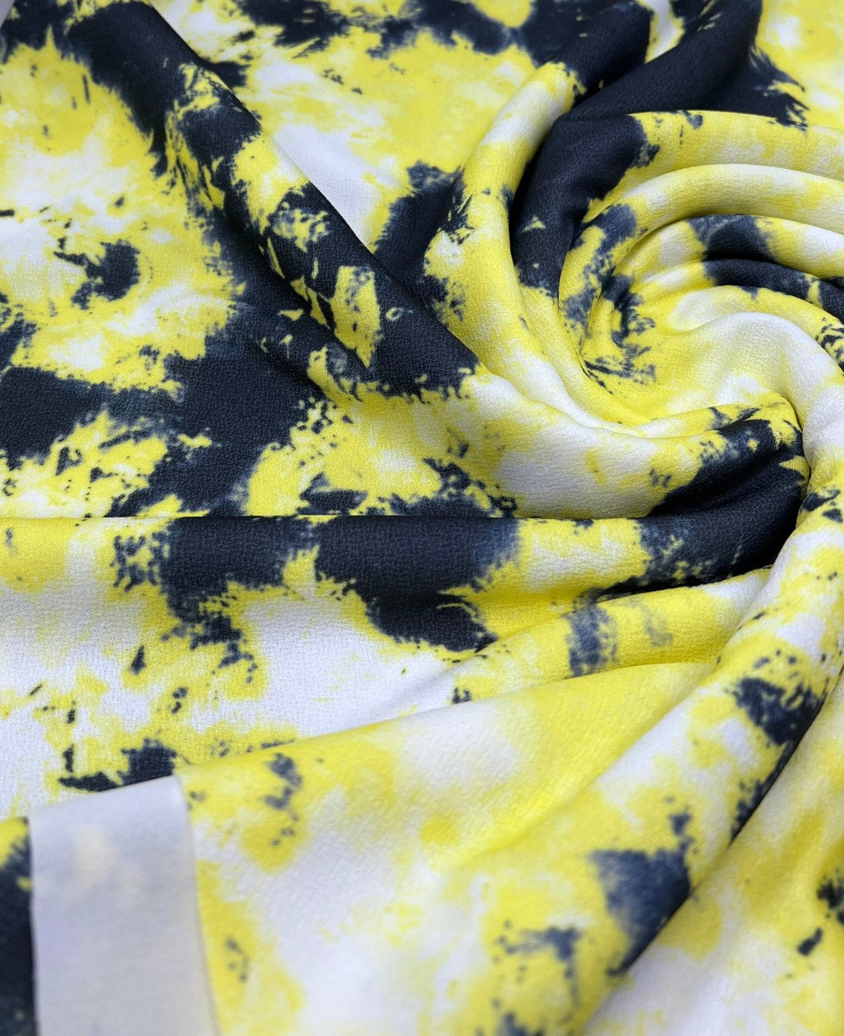 Yellow Mix Printed Lightweight Jersey Crepe Fabric 4 Way Stretch