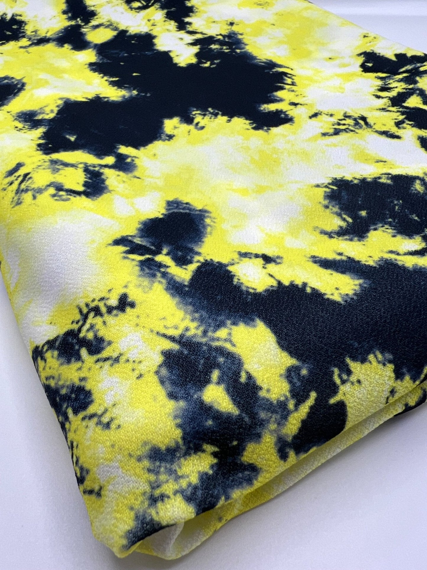 Yellow Mix Printed Lightweight Jersey Crepe Fabric 4 Way Stretch