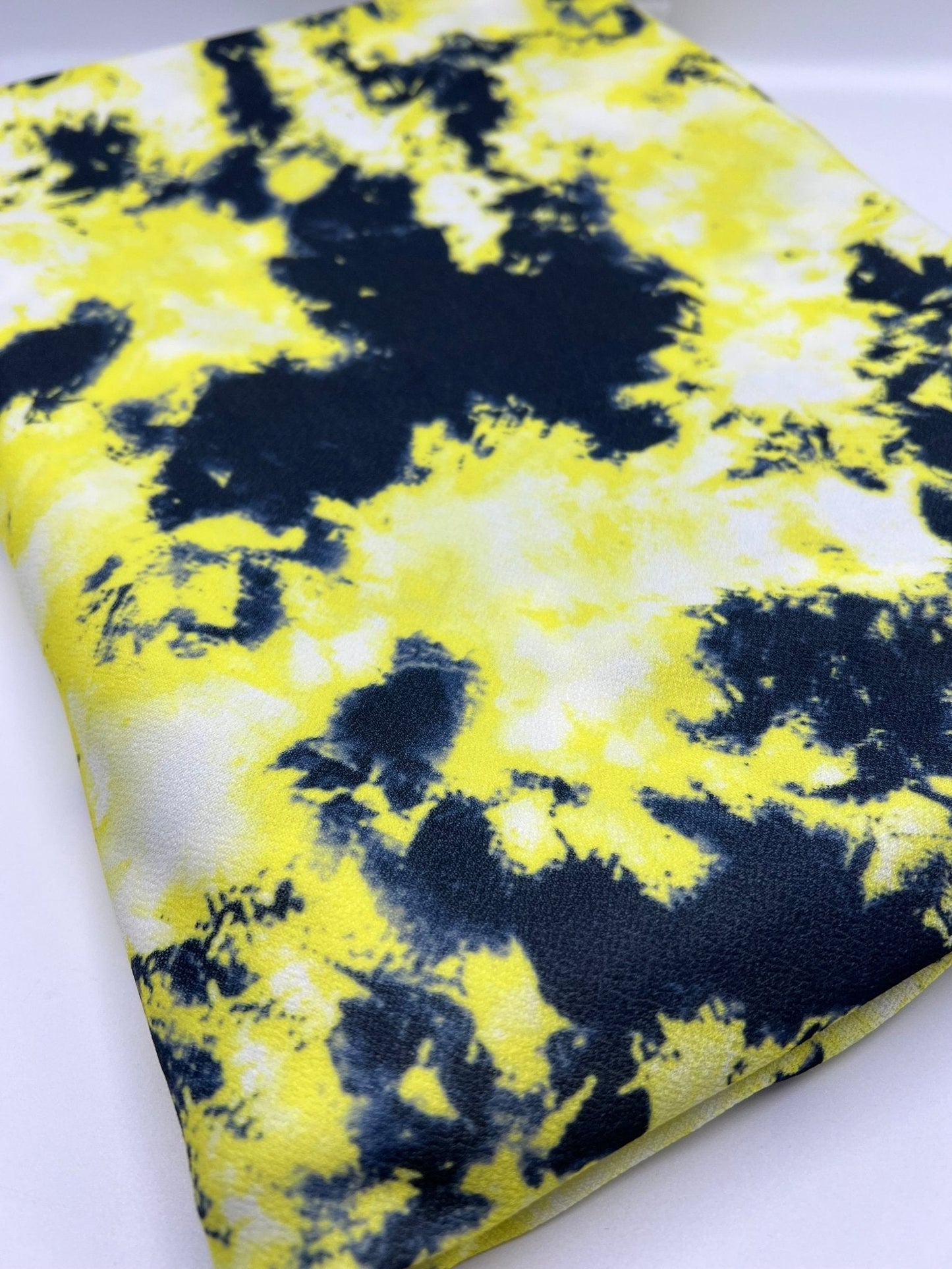Yellow Mix Printed Lightweight Jersey Crepe Fabric 4 Way Stretch