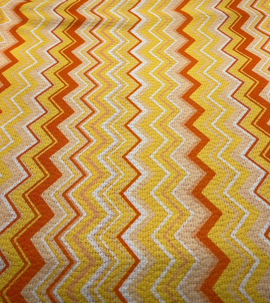 Yellow Orange Zigzag Knitted 4 Way Stretch Fabric
