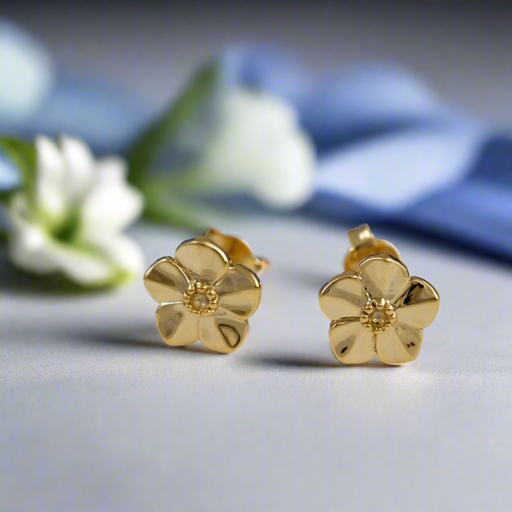 Forget-Me-Not Gold Vermeil Silver Studs