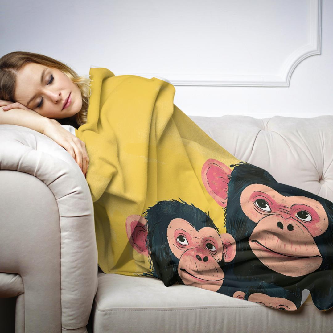Chimpanzee Family Blanket