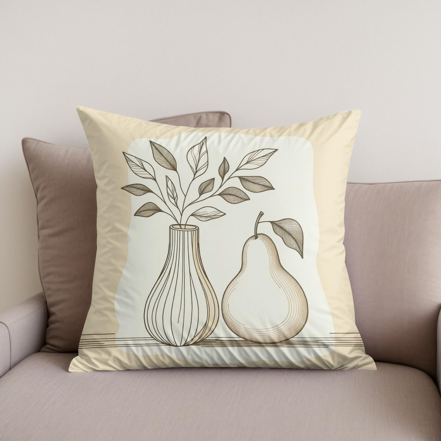 Pear and Vase Serenity Cotton Cushion