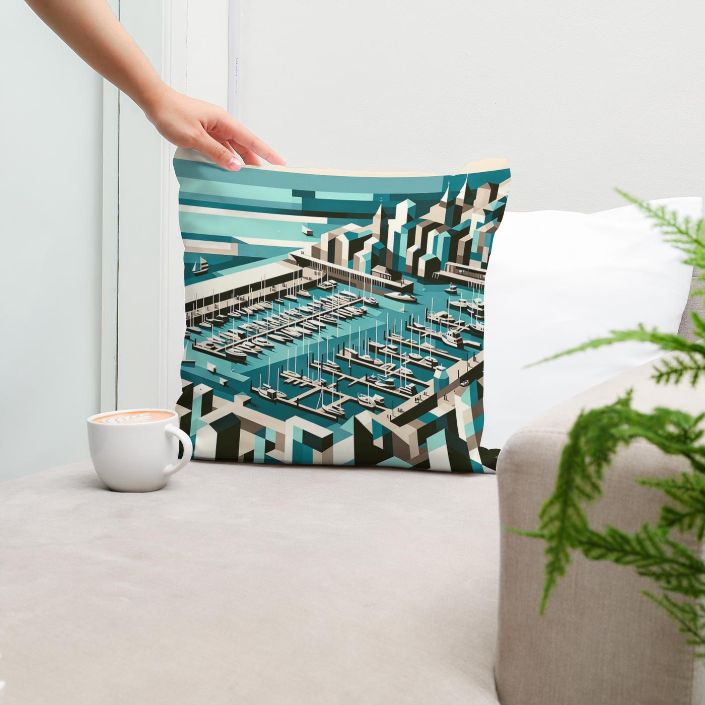 Abstract Brighton Marina Cotton Cushion