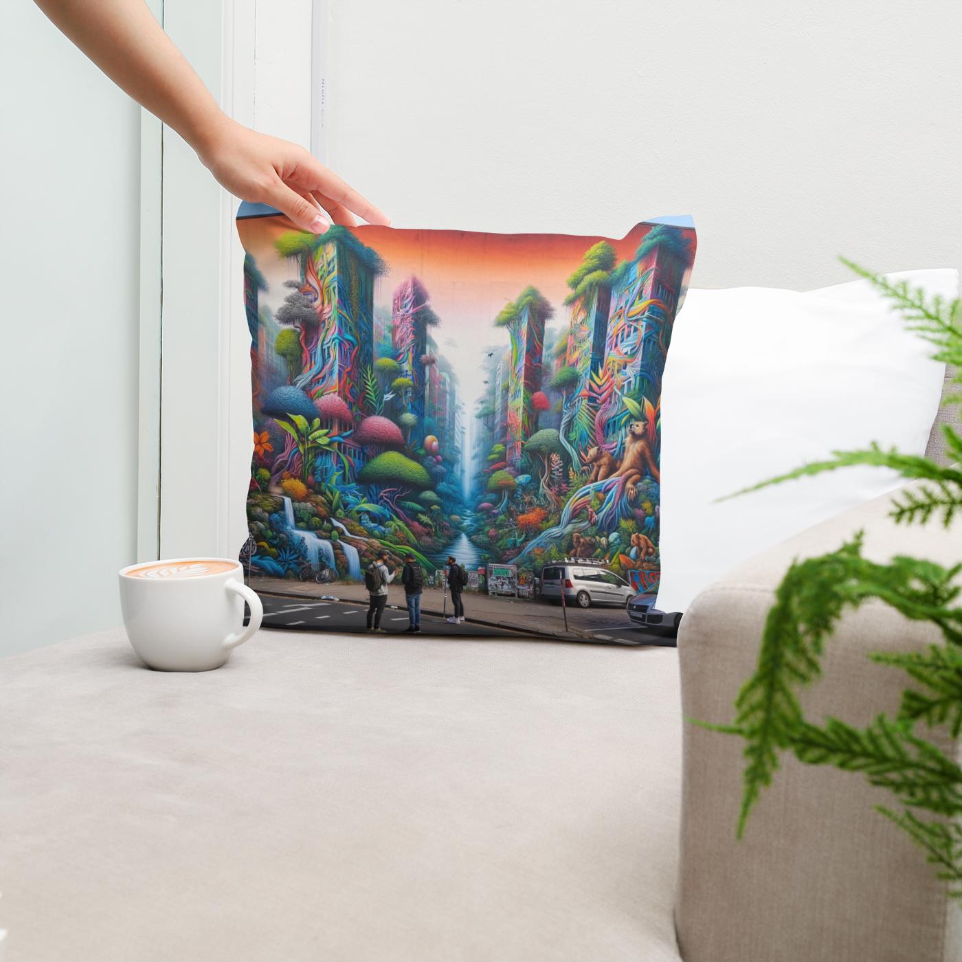 Jungle Mural Dialogue Cotton Cushion