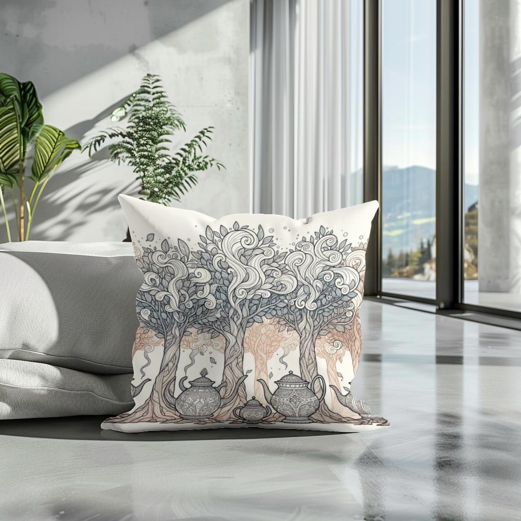 Teapot Forest Cotton Cushion