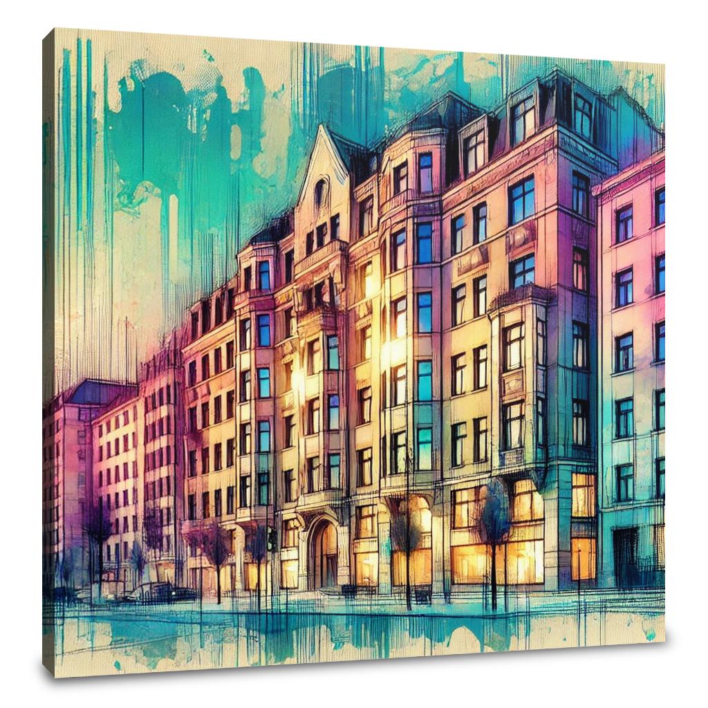 Neighbouring Buildings Harmony Canvas