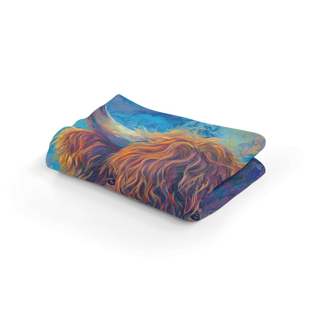 Twilight Highland Cow Blanket