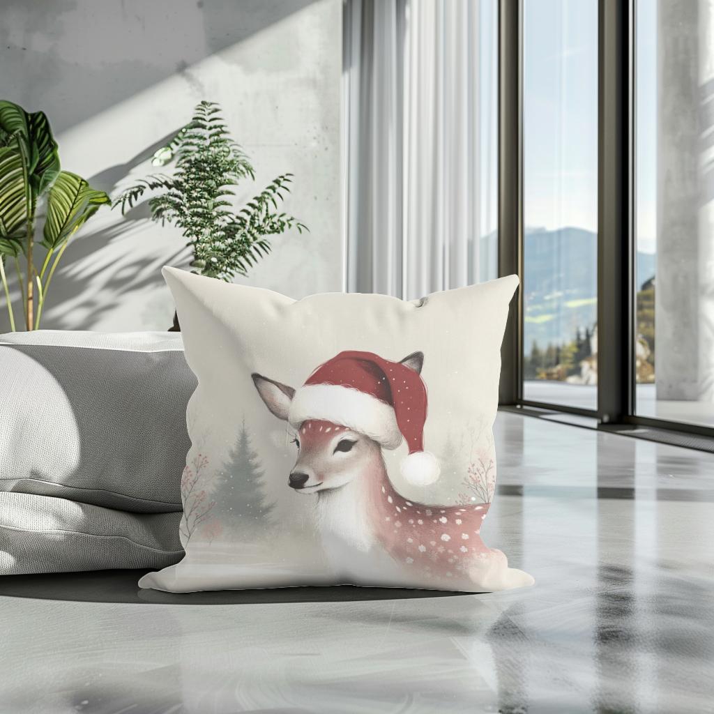 Pastel Holiday Deer Cotton Cushion
