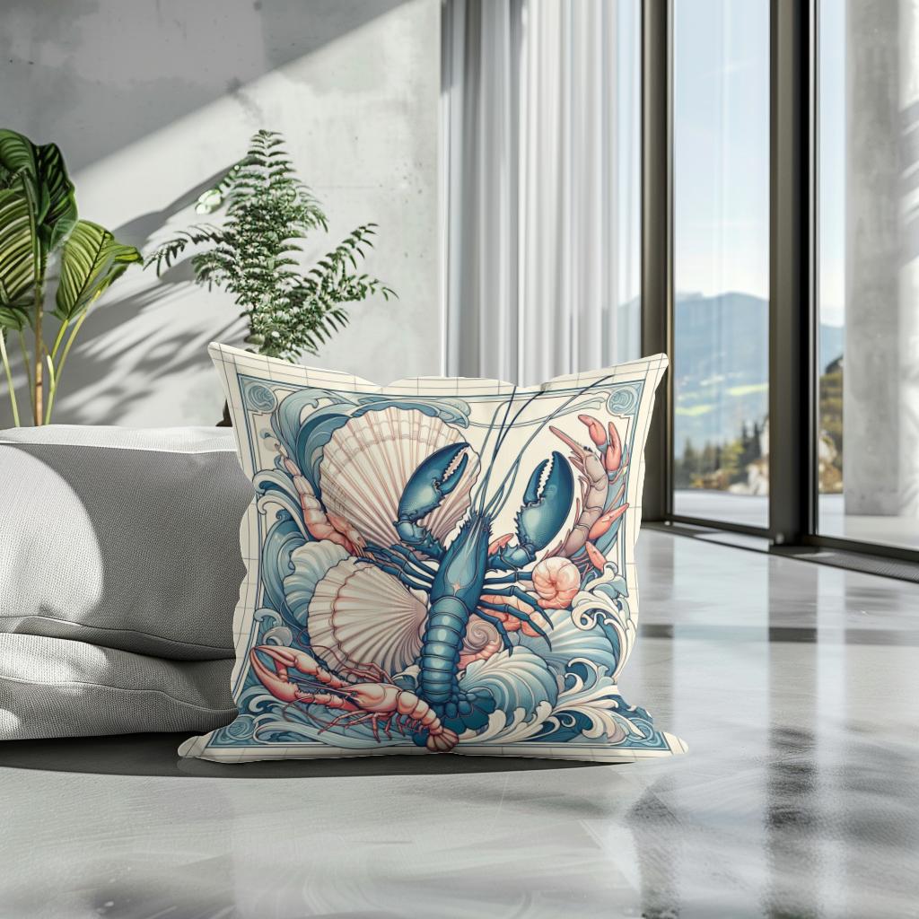 Seafood Splendor Cotton Cushion