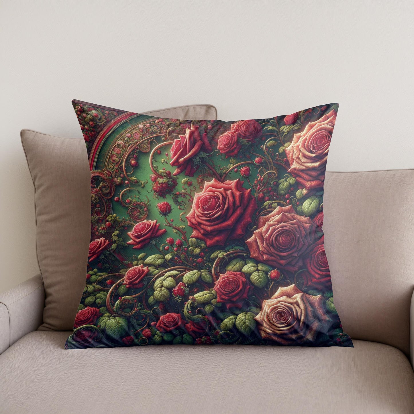 Victorian Rose Embrace Cotton Cushion