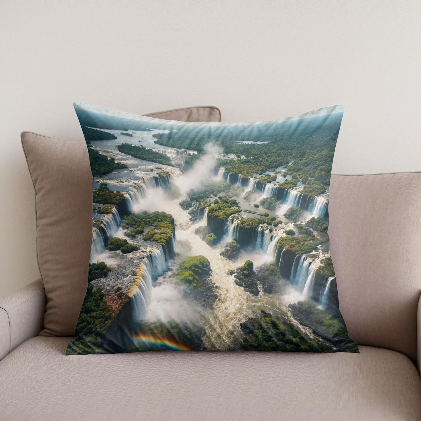 Iguazu Falls Panorama Cotton Cushion