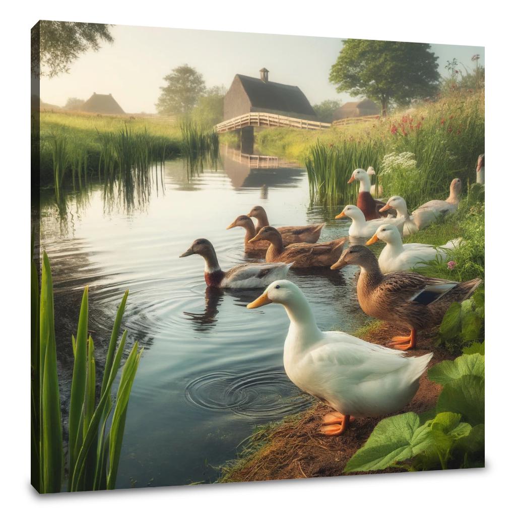 Pondside Ducks Canvas