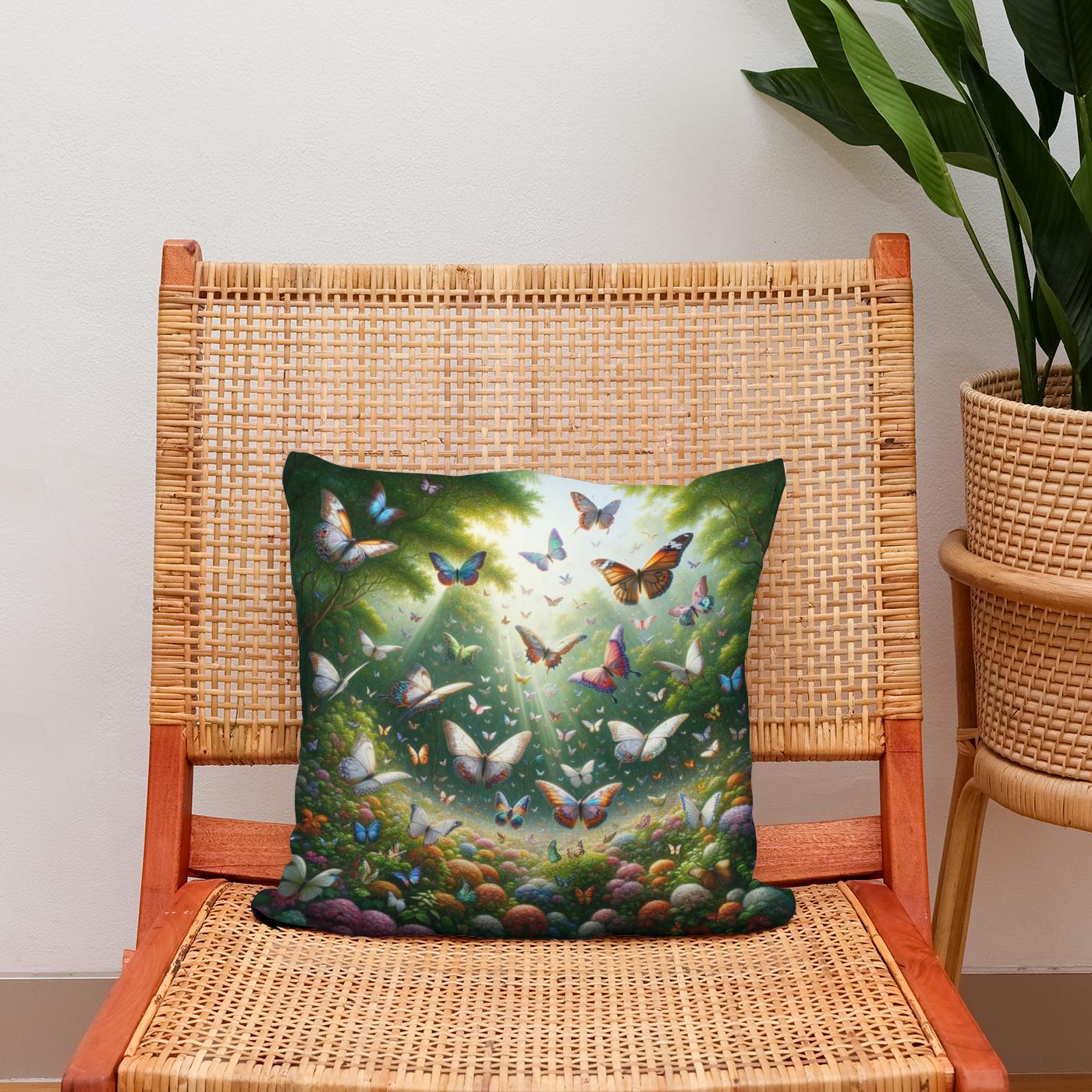 Butterfly Garden Dance Cotton Cushion