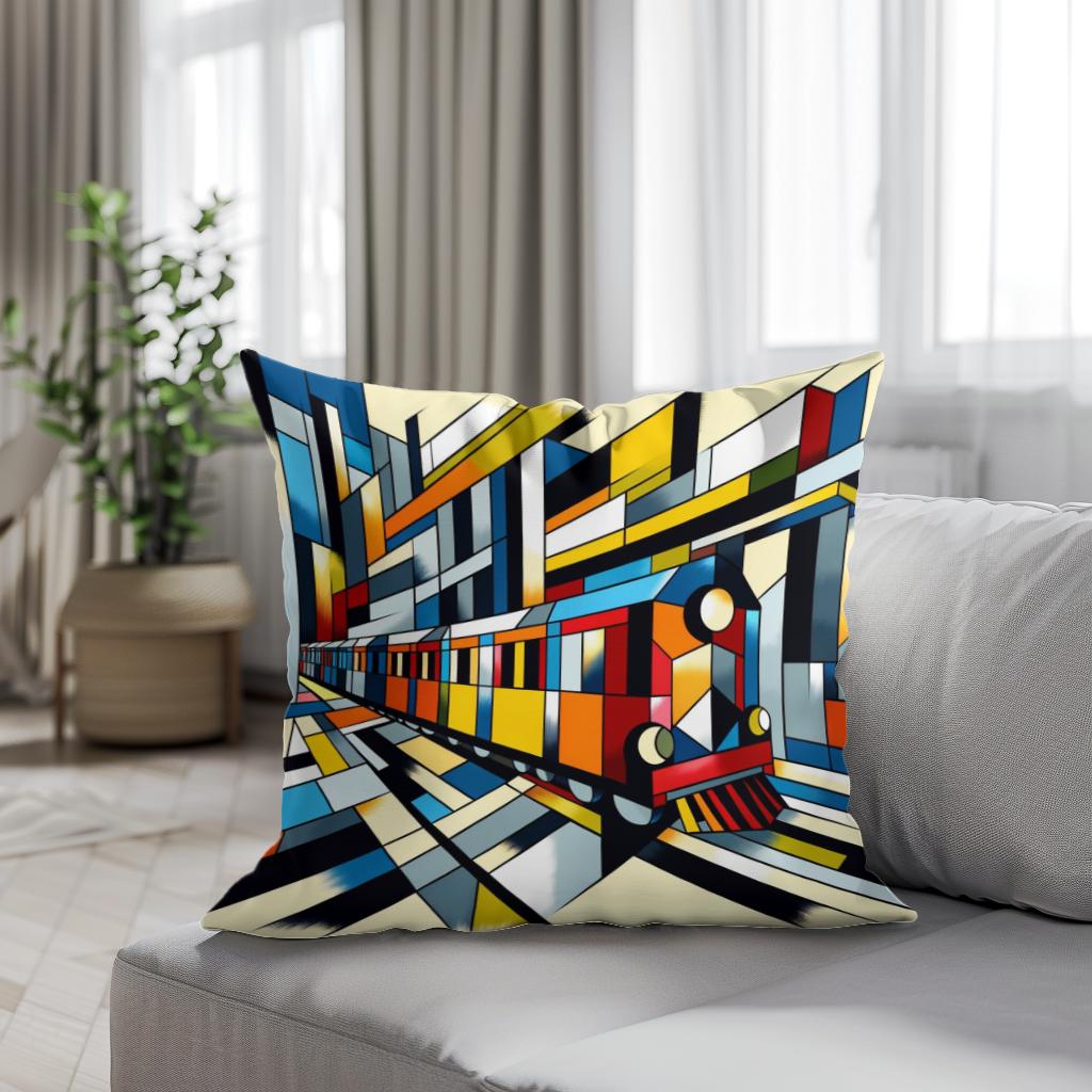 Cubist Conveyance Cotton Cushion