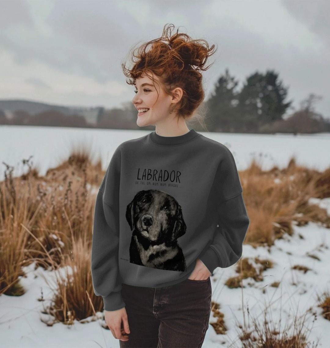 Will Sit for Snacks: The Black Labrador Oversized Sweatshirt