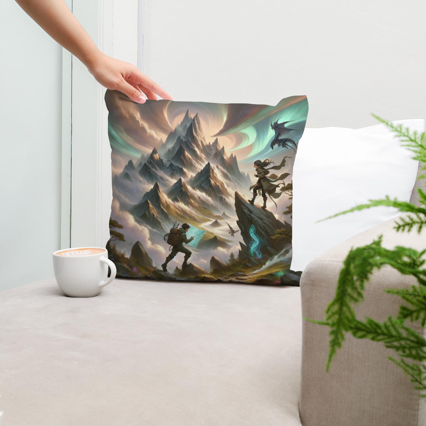 Mystical Mountain Journey Cotton Cushion