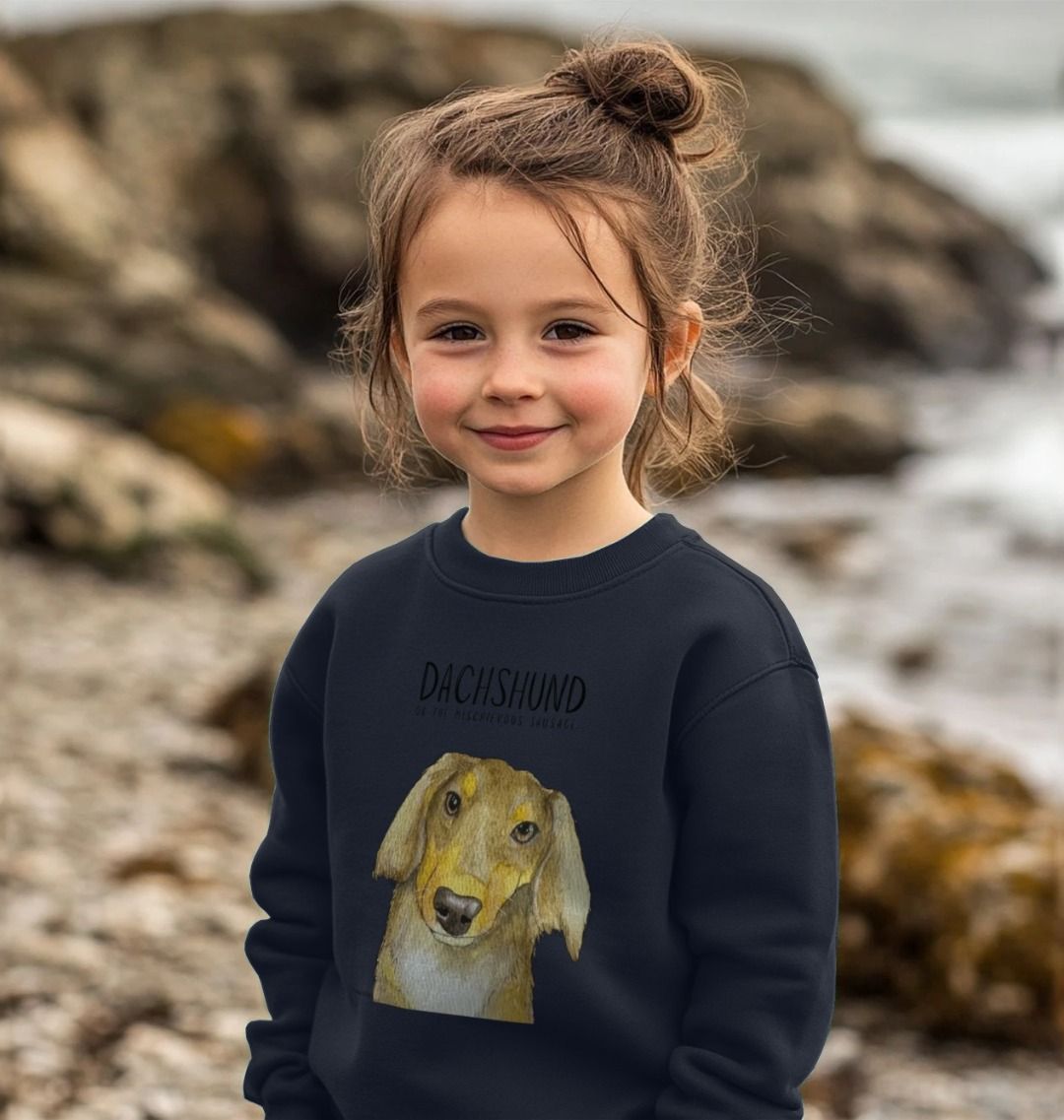 Snuggly Long Haired Sausage Dog Kids' Sweatshirt – Ethically Made Cuteness!
