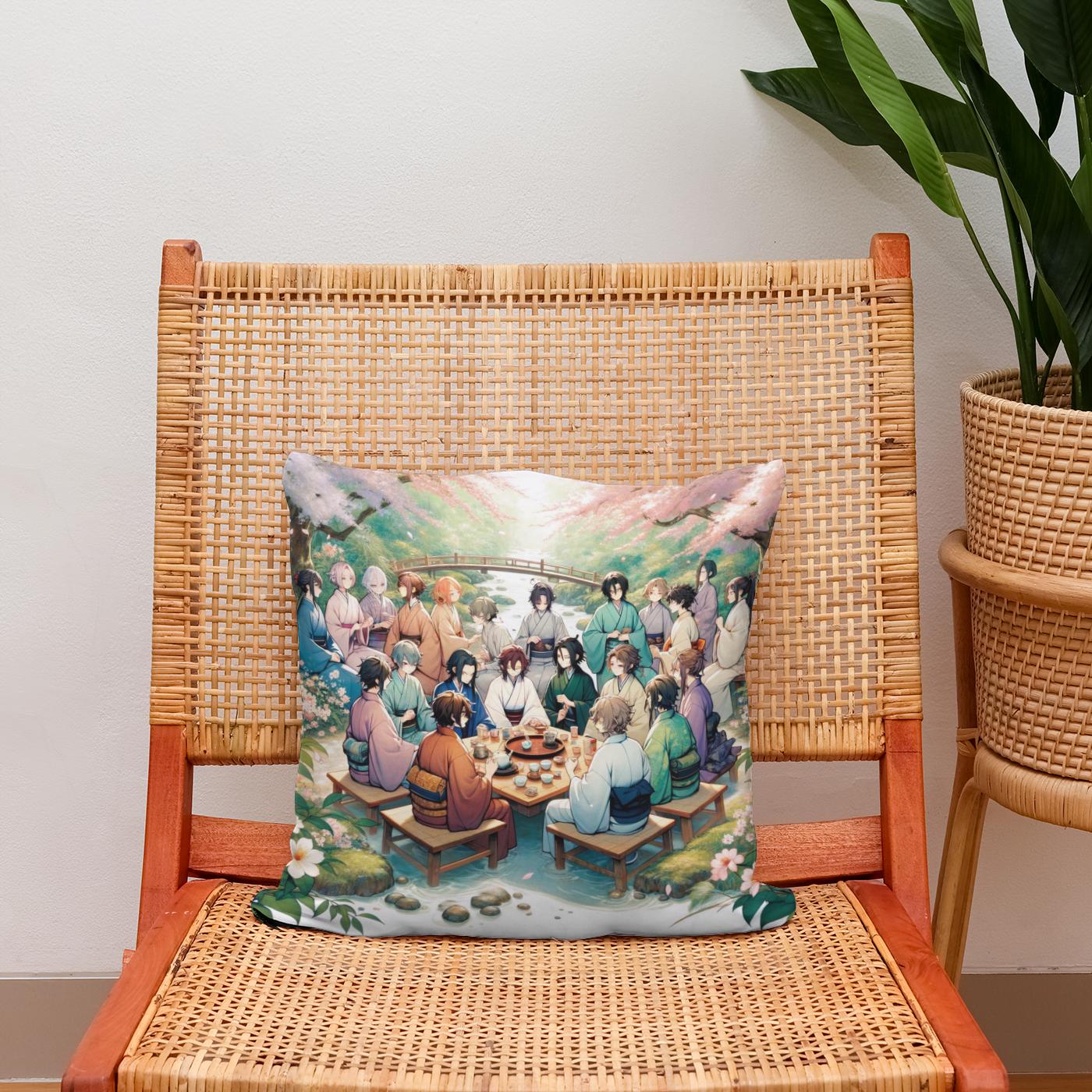 Sakura Garden Tea Party Cotton Cushion
