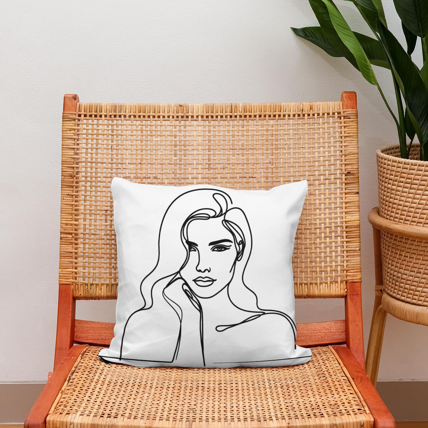 Woman:Line Simplicity Cotton Cushion