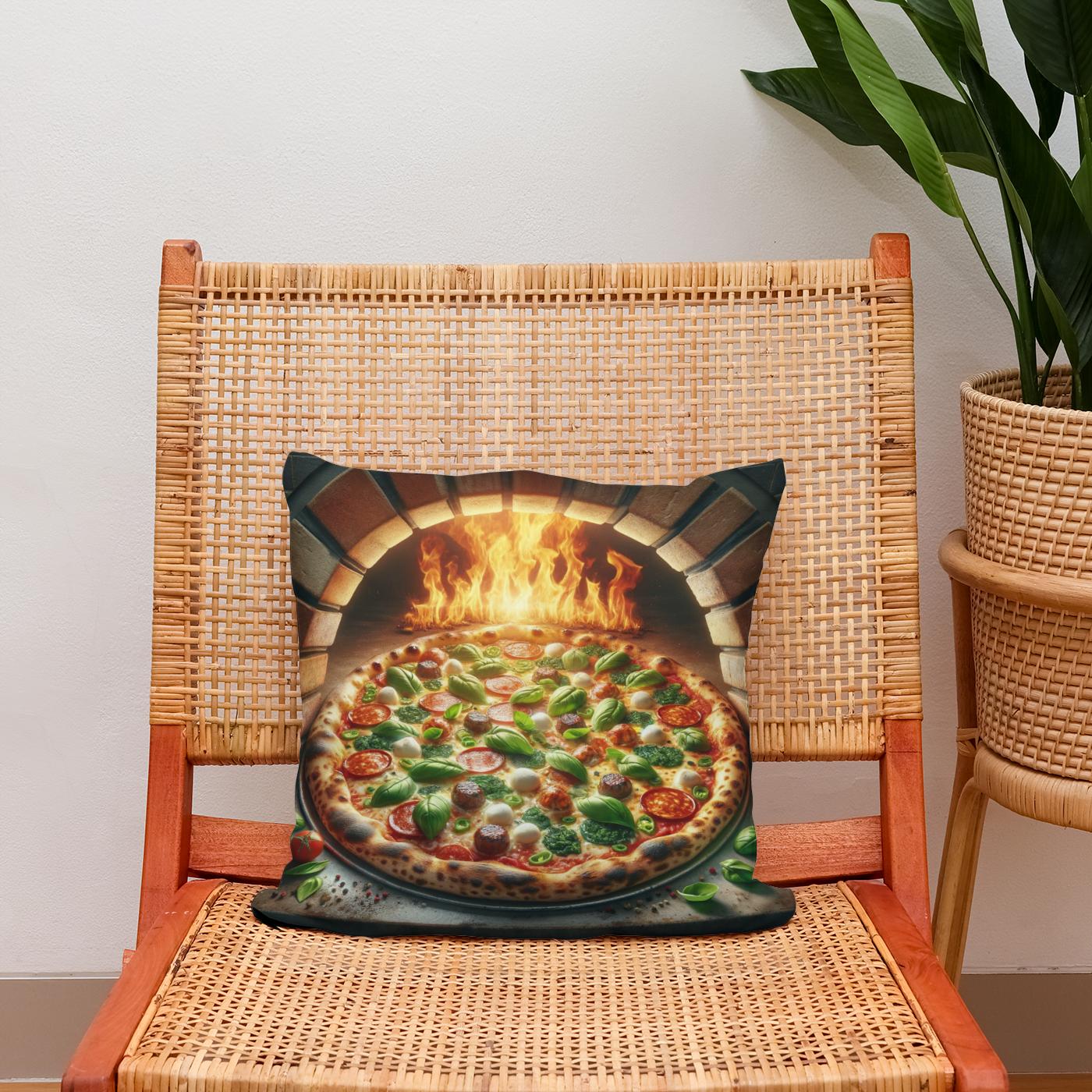Rustic Italian Pizza Cotton Cushion