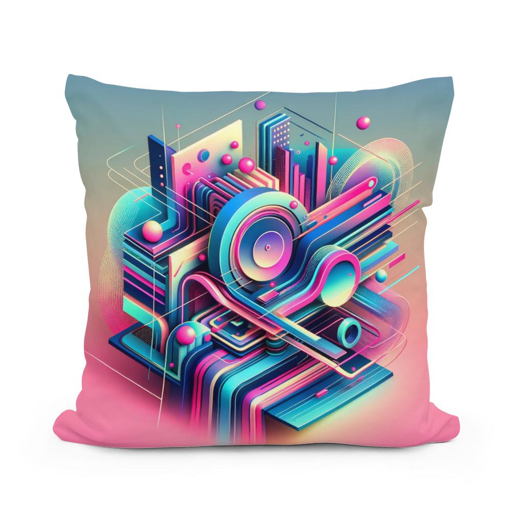 A Neon Abstract Symphony Cotton Cushion