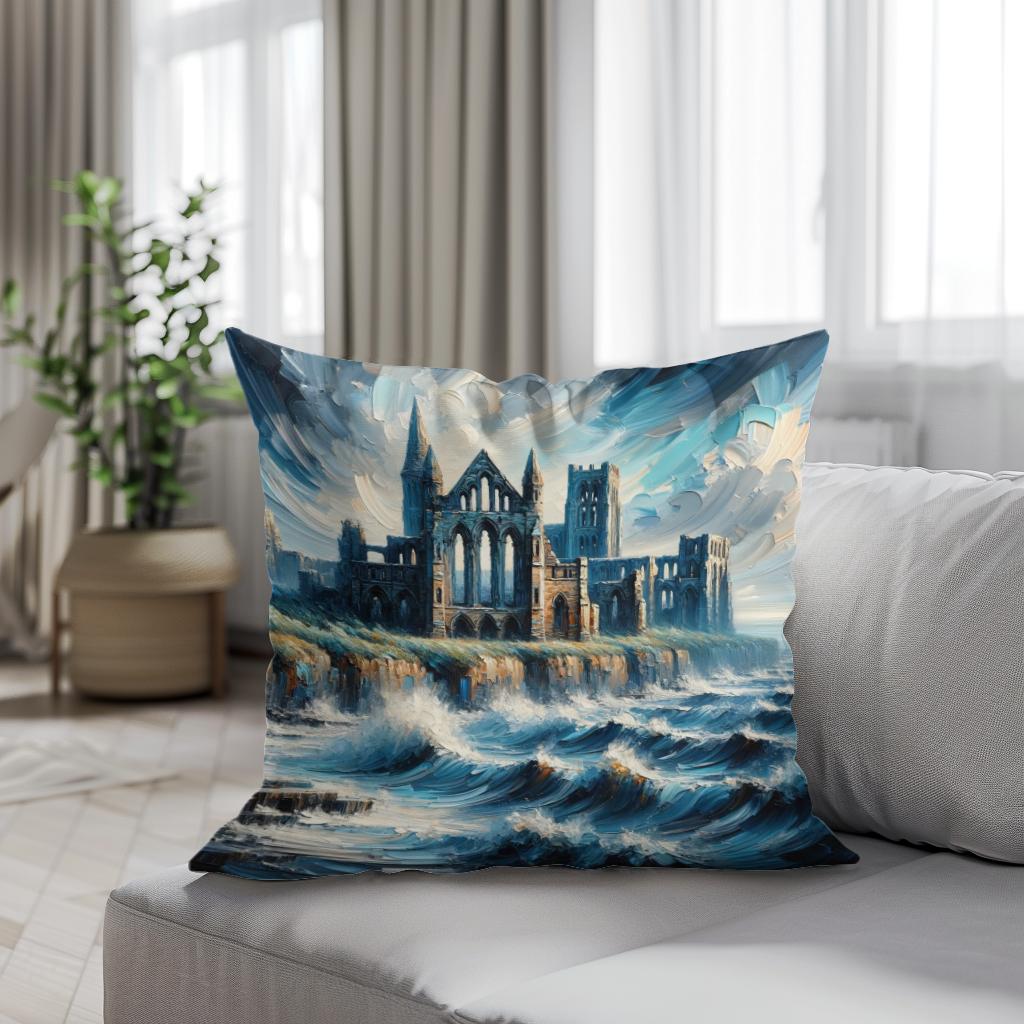 Newcastle Tynemouth Priory Coastal Impressions Cotton Cushion