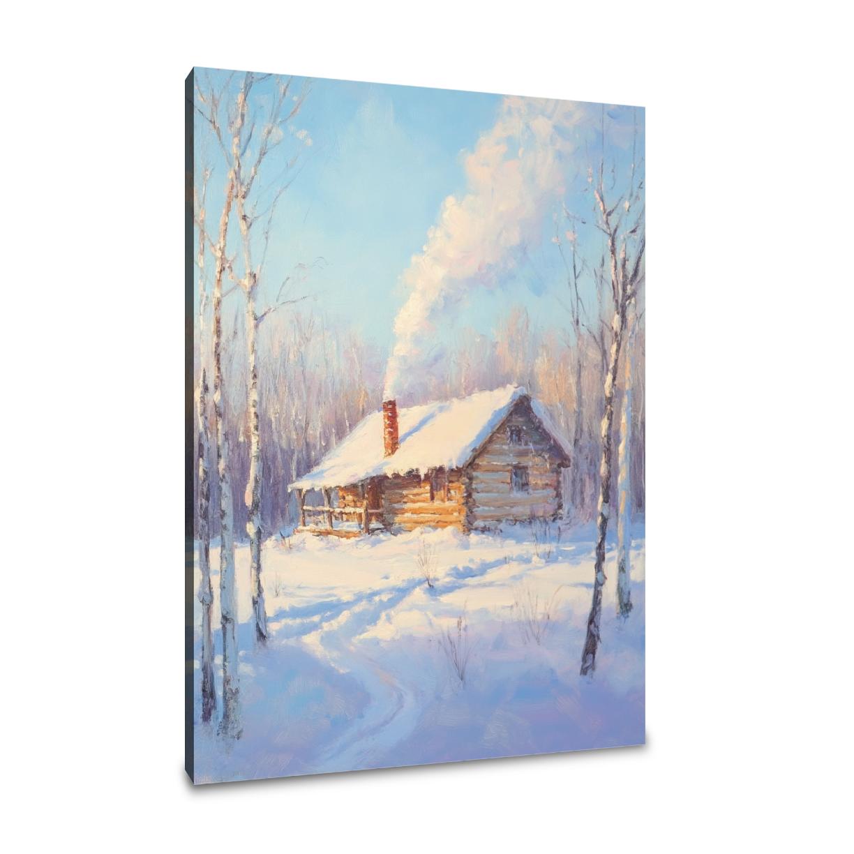 Cabin in Snow Canvas