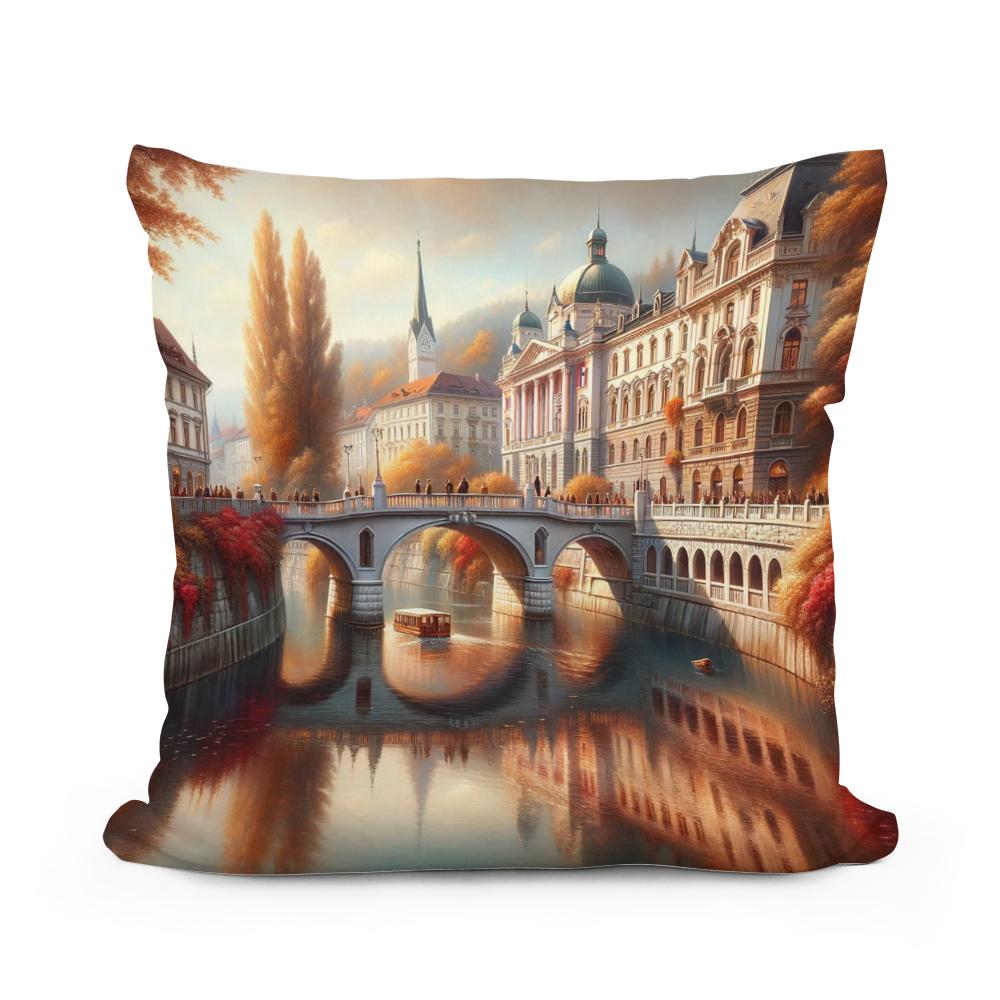 Autumn at Triple Bridge Cotton Cushion