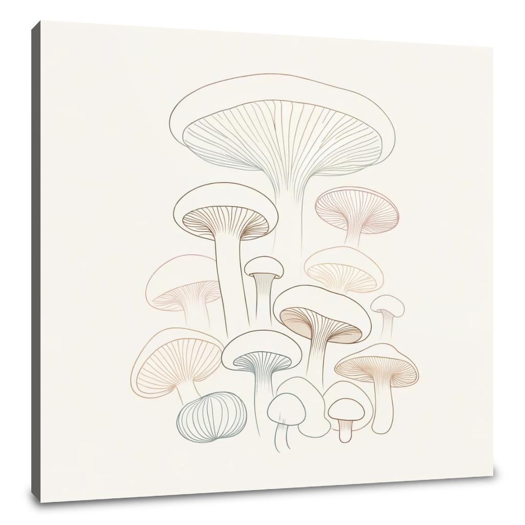 Minimalist Mushroom Medley Canvas