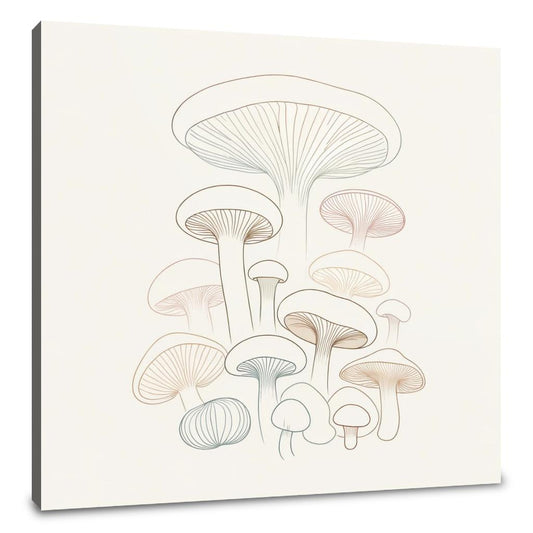 Minimalist Mushroom Medley Canvas