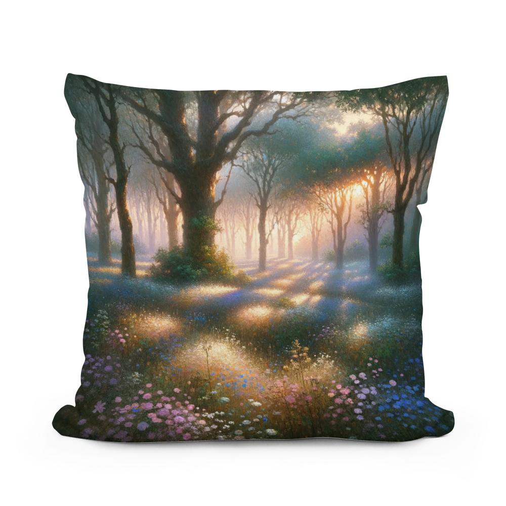 Dawn's Tranquil Glade Cotton Cushion