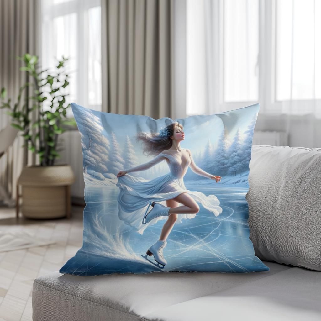 Elegant Ice Skater Cotton Cushion