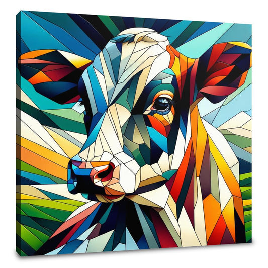 Cubist Contrast Cow Canvas