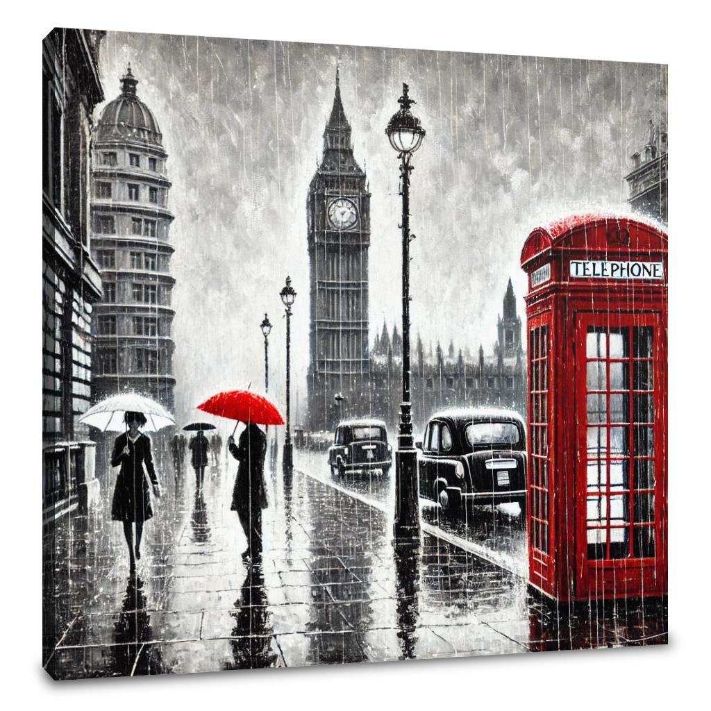 London Rain Stroll Canvas